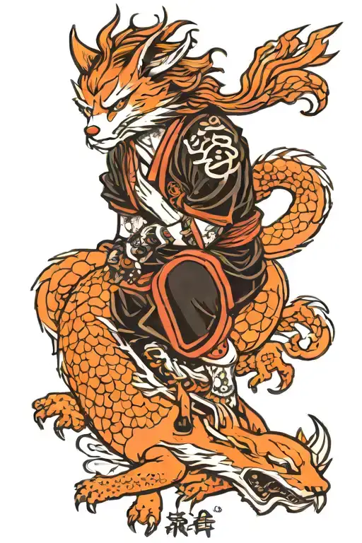 gaming with japanese mythology inspired tattoo depecting believe and kitsune   tattoo design idea