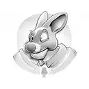 Roger Rabbit, cartoon character with lettering of his name on top tattoo design idea