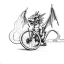 charizard burning a bicycle tattoo design idea