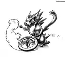 charizard burning a bicycle tattoo design idea