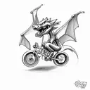 charizard burning a bicycle tattoo design idea