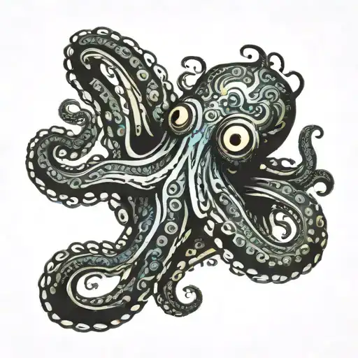 weird hippy octopus tattoo design idea