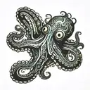 weird hippy octopus tattoo design idea