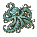 weird hippy octopus tattoo design idea
