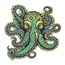 weird hippy octopus tattoo design idea