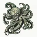 weird hippy octopus tattoo design idea