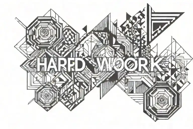 Words "Hard Work - God First" tattoo design idea
