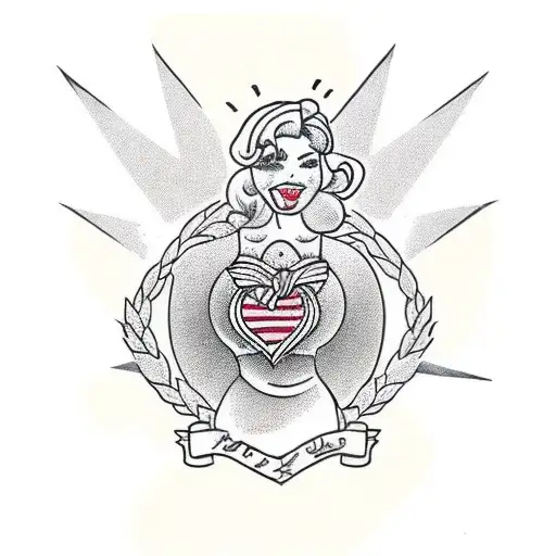 Sailor Jerry Style outline, of a marriage proposal with a blonde girl and a man on 1 knee, full body   tattoo design idea