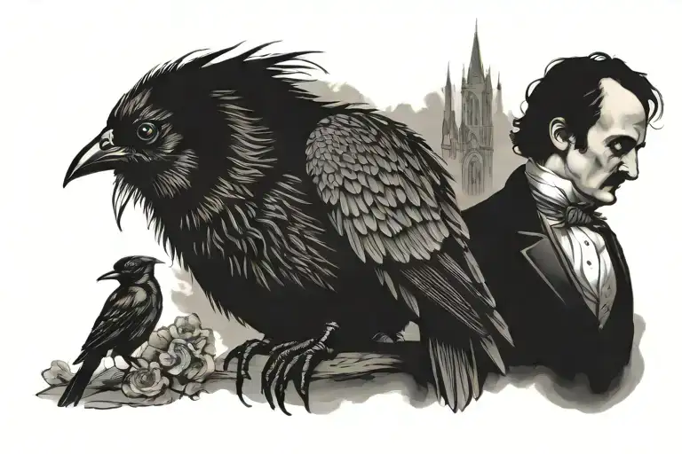 edgar allan poe inspired tattoo design idea