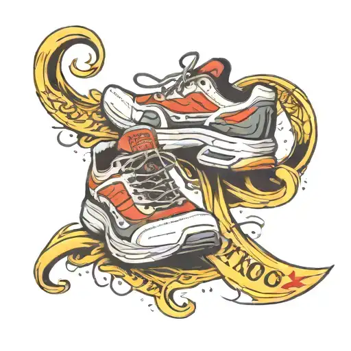 running shoes and text tattoo tattoo design idea