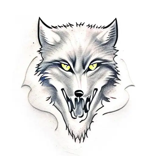 strong lone wolf tattoo design idea