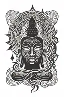 empathy symbol surrounded by buddah forming tattoo design idea
