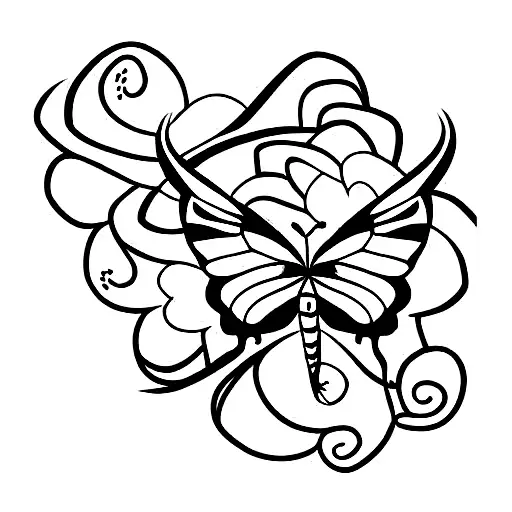 snake with butterfly and flowers back tattoo  tattoo design idea