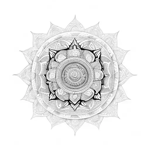 An intricate design of car engine parts forming a mandala tattoo design idea