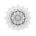 An intricate design of car engine parts forming a mandala tattoo design idea