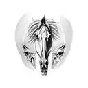horse skull from the side with open mouth tattoo design idea
