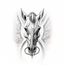 horse skull from the side with open mouth tattoo design idea