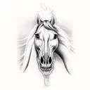 horse skull from the side with open mouth tattoo design idea