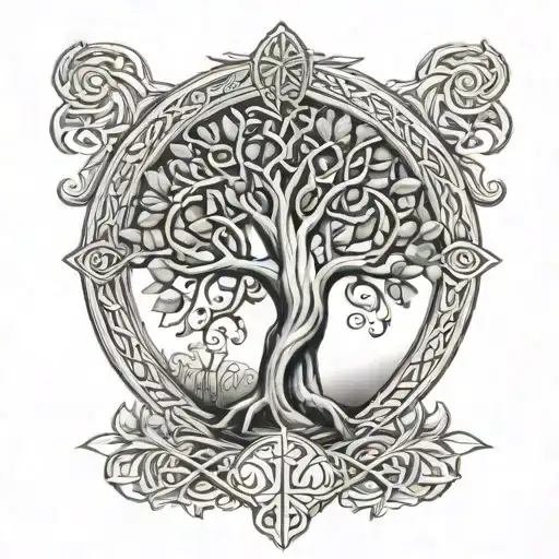 celtic family tree tattoo design idea