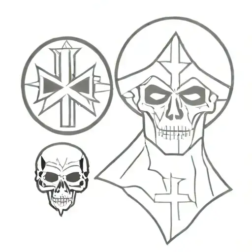 band ghost, papa emeritus iv, ghost symbol incorporated tattoo design idea