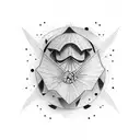 linear tattoo for three friends with a dot, a spije anda a show heel tattoo design idea