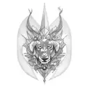 linear tattoo for three friends with a dot, a spije anda a show heel tattoo design idea