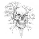 skull fading into trees   tattoo design idea