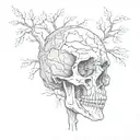 skull fading into trees   tattoo design idea