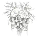 skull fading into trees   tattoo design idea