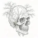 skull fading into trees   tattoo design idea