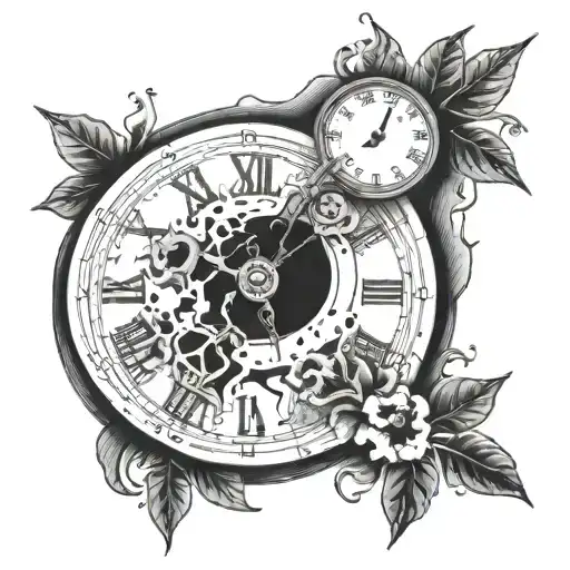 half broken clock with 7:00 a.m 11-25-2017 as date and time.  tattoo design idea