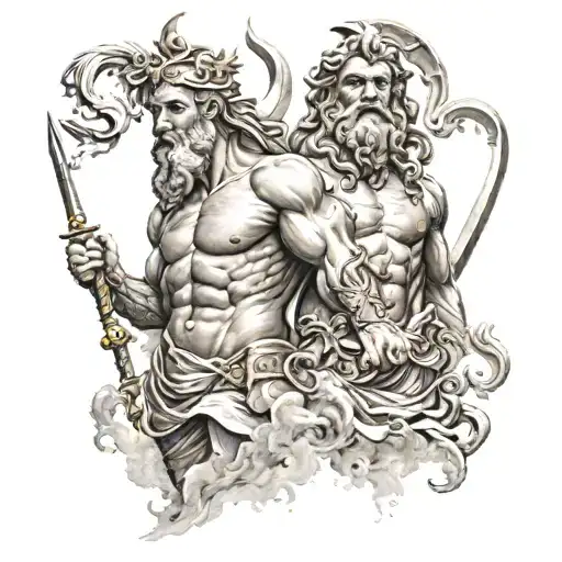 zeus y poseidon tattoo design idea