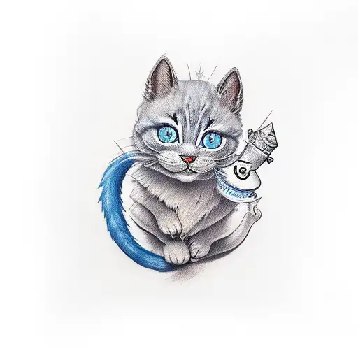SMURF CAT tattoo design idea