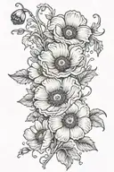 poppy flowers intertwined with cosmo daisy flower tattoo design idea