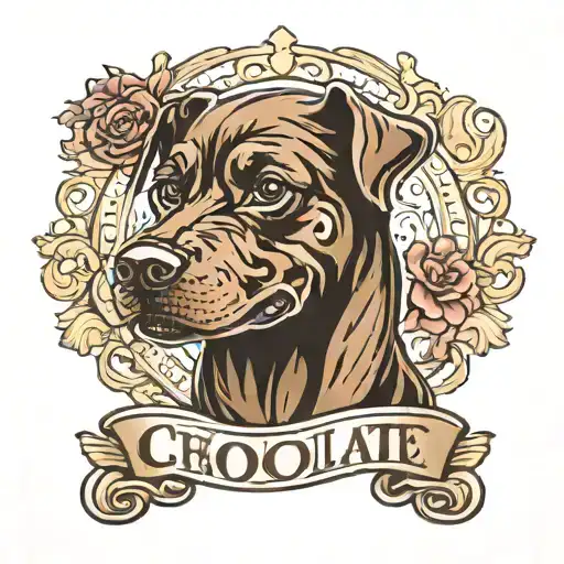 Chocolate dog name tattoo tattoo design idea