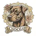 Chocolate dog name tattoo tattoo design idea