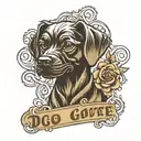 Chocolate dog name tattoo tattoo design idea