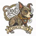 Chocolate dog name tattoo tattoo design idea