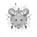 orion constellation replace stars with compas, tent, mickey tattoo design idea