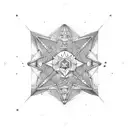 orion constellation replace stars with compas, tent, mickey tattoo design idea