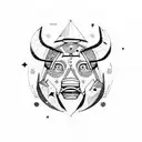 orion constellation replace stars with compas, tent, mickey tattoo design idea