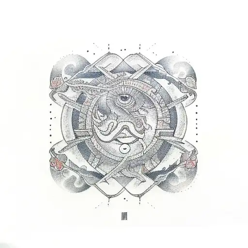 brújula sol símbolo de la paz tattoo design idea