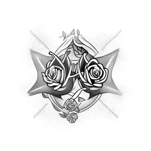 nurse shark with roses tattoo design idea