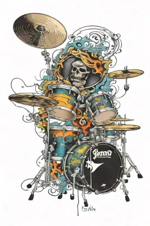 memorial for brother, drums, music  tattoo design idea