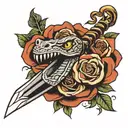 hand dagger snake rose tattoo tattoo design idea