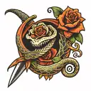 hand dagger snake rose tattoo tattoo design idea