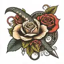 hand dagger snake rose tattoo tattoo design idea