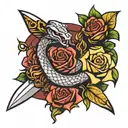 hand dagger snake rose tattoo tattoo design idea