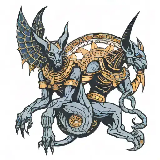 Baphomet and Anubis together  tattoo design idea