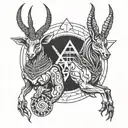 Baphomet and Anubis together  tattoo design idea